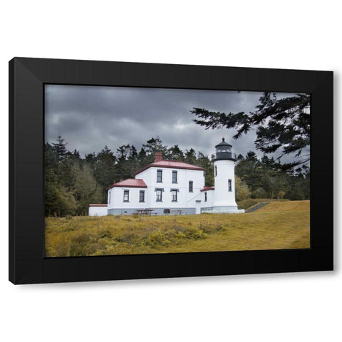 Admiralty Head Lighthouse Black Modern Wood Framed Art Print by Johnson, George