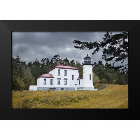 Admiralty Head Lighthouse Black Modern Wood Framed Art Print by Johnson, George