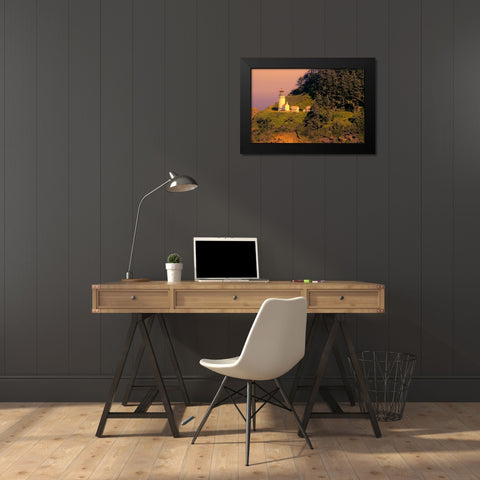Heceta Head Lighthouse Black Modern Wood Framed Art Print by Johnson, George