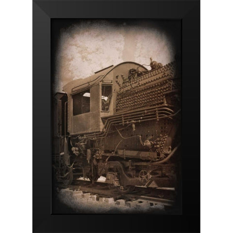 Hog Heads Office Black Modern Wood Framed Art Print by Johnson, George
