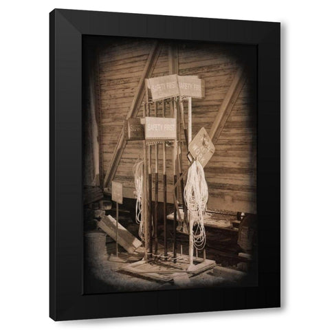 Safety First Black Modern Wood Framed Art Print by Johnson, George