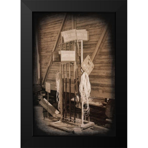 Safety First Black Modern Wood Framed Art Print by Johnson, George