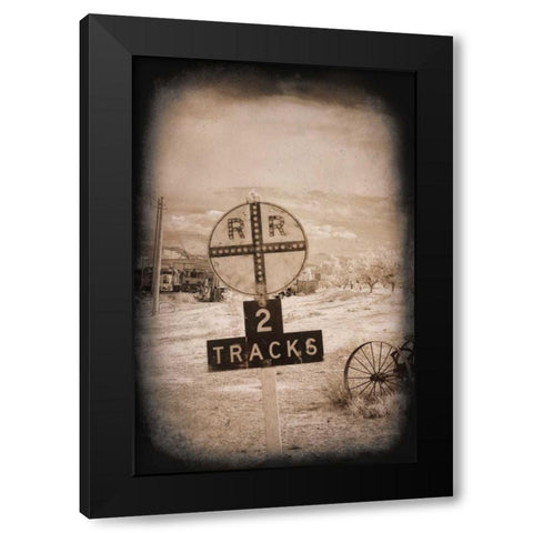 Two Tracks Black Modern Wood Framed Art Print by Johnson, George