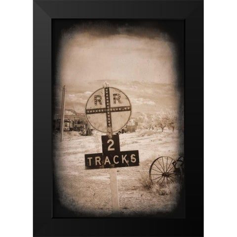 Two Tracks Black Modern Wood Framed Art Print by Johnson, George