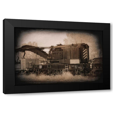 Work Train Black Modern Wood Framed Art Print by Johnson, George