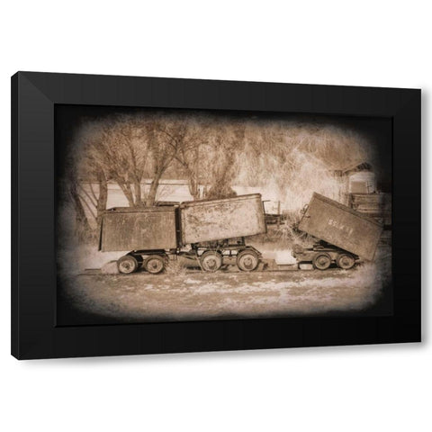 Mine Cars Black Modern Wood Framed Art Print by Johnson, George