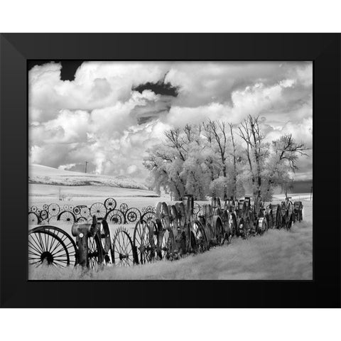 Wheel Fence the Palouse Black Modern Wood Framed Art Print by Johnson, George