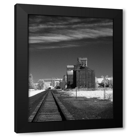 Railroad Grain Storage Black Modern Wood Framed Art Print by Johnson, George