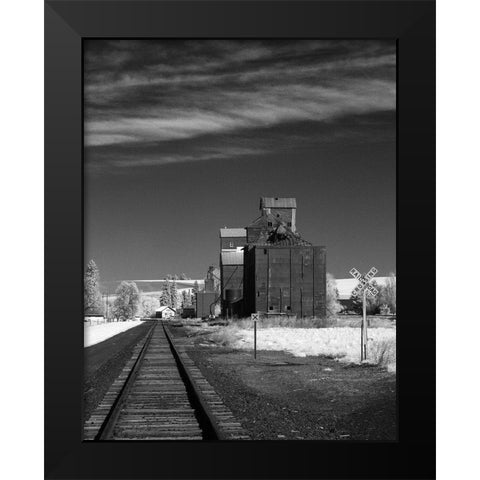 Railroad Grain Storage Black Modern Wood Framed Art Print by Johnson, George