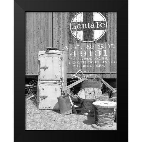 Santa Fe Out of Service Black Modern Wood Framed Art Print by Johnson, George