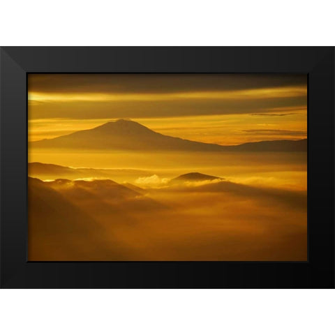 Rainier Sunset II Black Modern Wood Framed Art Print by Kidd, Brian