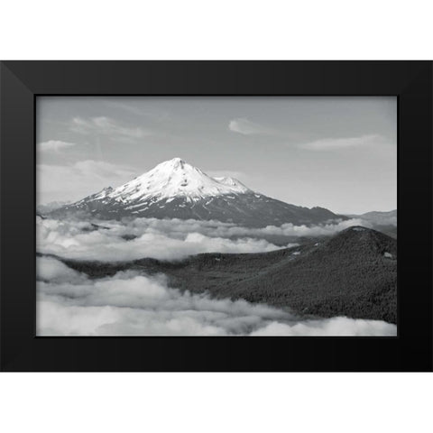 BW Mt. Shasta Black Modern Wood Framed Art Print by Kidd, Brian
