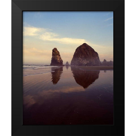 Cannon Beach X Black Modern Wood Framed Art Print by Leahy, Ike