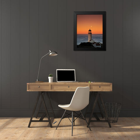 North Head Lighthouse Black Modern Wood Framed Art Print by Leahy, Ike