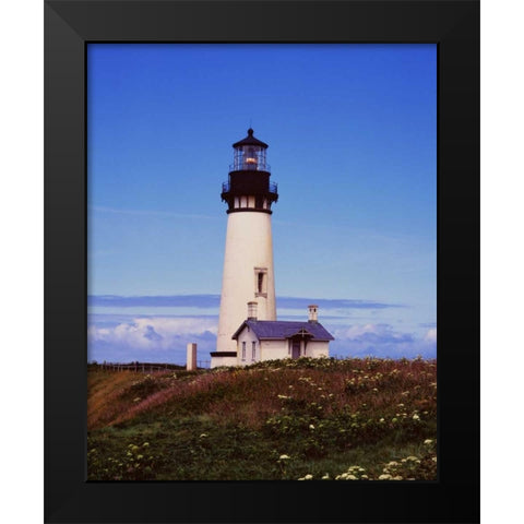 Newport Lighthouse Black Modern Wood Framed Art Print by Leahy, Ike