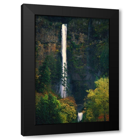 Multnomah Falls Autumn Black Modern Wood Framed Art Print by Leahy, Ike
