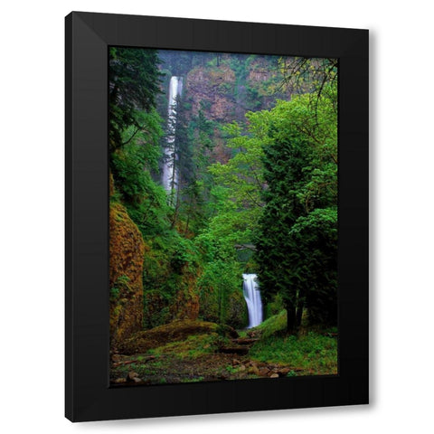 Multnomah Falls Spring Black Modern Wood Framed Art Print by Leahy, Ike