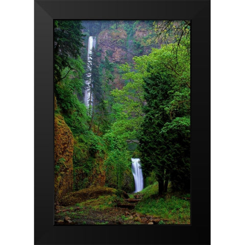 Multnomah Falls Spring Black Modern Wood Framed Art Print by Leahy, Ike
