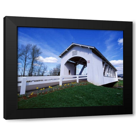 Weddle Covered Bridge Black Modern Wood Framed Art Print with Double Matting by Leahy, Ike