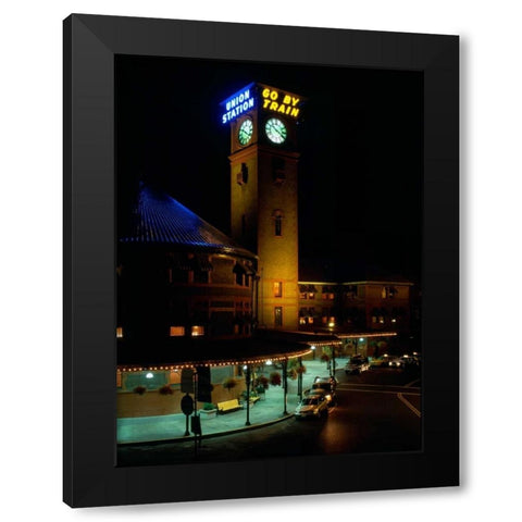 Go by Train Black Modern Wood Framed Art Print by Leahy, Ike