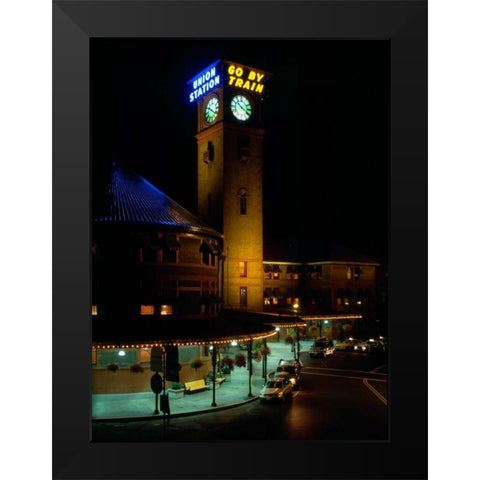 Go by Train Black Modern Wood Framed Art Print by Leahy, Ike