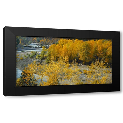 Hood River RR Bridge Black Modern Wood Framed Art Print with Double Matting by Leahy, Ike