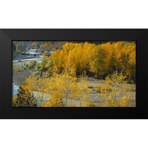 Hood River RR Bridge Black Modern Wood Framed Art Print by Leahy, Ike