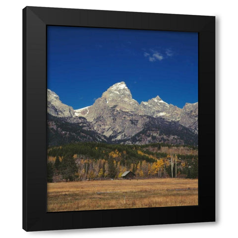 Cabin and Grand Teton Black Modern Wood Framed Art Print with Double Matting by Leahy, Ike