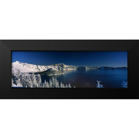 Winter at Crater Lake Black Modern Wood Framed Art Print by Leahy, Ike