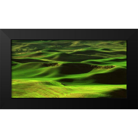 Palouse Green Black Modern Wood Framed Art Print by Leahy, Ike