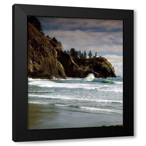 North Head Lighthouse Black Modern Wood Framed Art Print by Leahy, Ike
