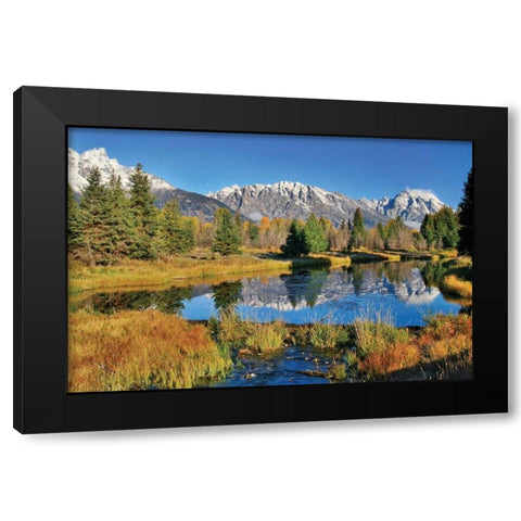 Schwabacher Pond Black Modern Wood Framed Art Print with Double Matting by Malvin, Larry
