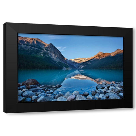 Lake Louise Dawn II Black Modern Wood Framed Art Print with Double Matting by Malvin, Larry