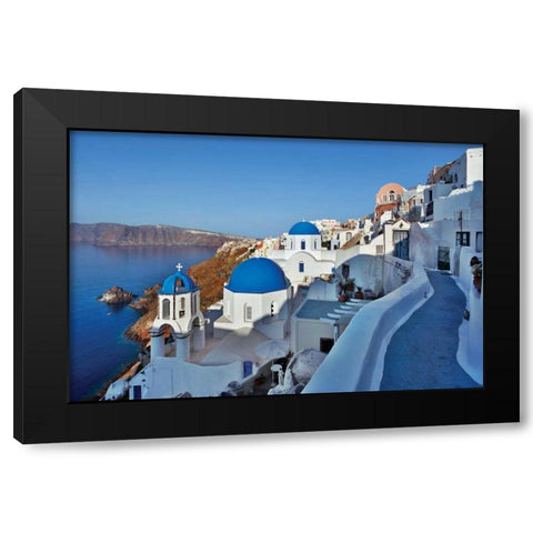Blue Domes and Walkway Black Modern Wood Framed Art Print with Double Matting by Malvin, Larry