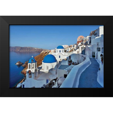 Blue Domes and Walkway Black Modern Wood Framed Art Print by Malvin, Larry