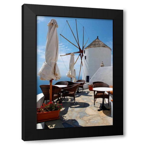 Restaurant Deck Windmill Black Modern Wood Framed Art Print with Double Matting by Malvin, Larry