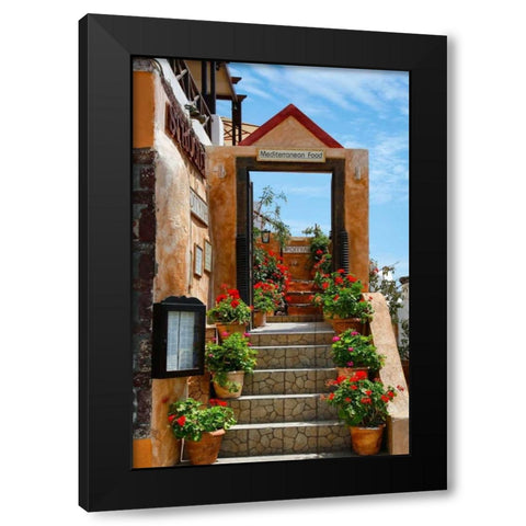 Restaurant in Greece I Black Modern Wood Framed Art Print by Malvin, Larry