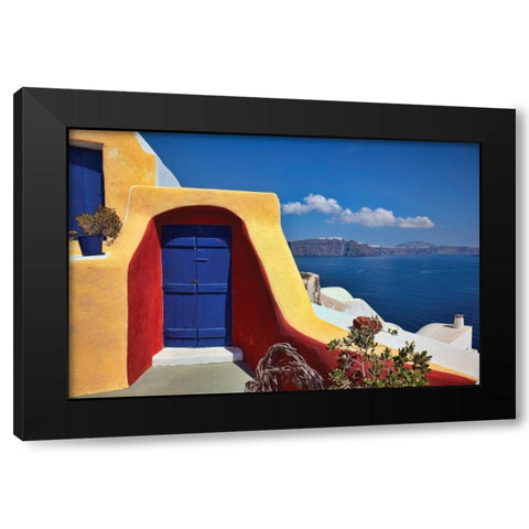 Deck Ocean View II Black Modern Wood Framed Art Print with Double Matting by Malvin, Larry