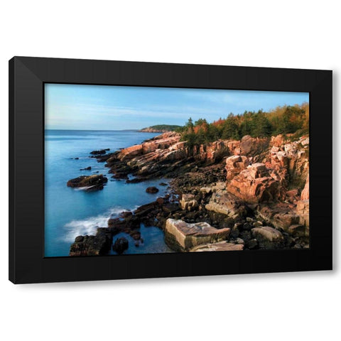 Acadia Coastline Black Modern Wood Framed Art Print with Double Matting by Malvin, Larry