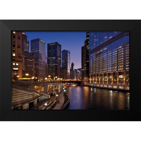 Chicago River Dusk II Black Modern Wood Framed Art Print by Malvin, Larry