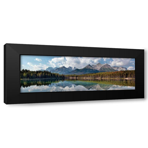 Herbert Lake Panorama Black Modern Wood Framed Art Print with Double Matting by Malvin, Larry