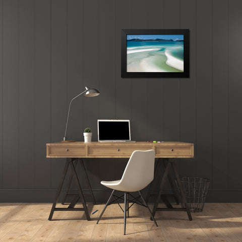 Sand Swirl Black Modern Wood Framed Art Print by Malvin, Larry