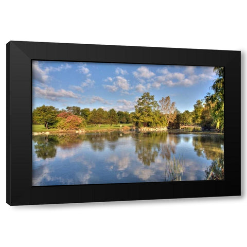 Flick Park Lake Black Modern Wood Framed Art Print with Double Matting by Malvin, Larry