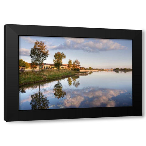 Lakeview Glen Black Modern Wood Framed Art Print with Double Matting by Malvin, Larry