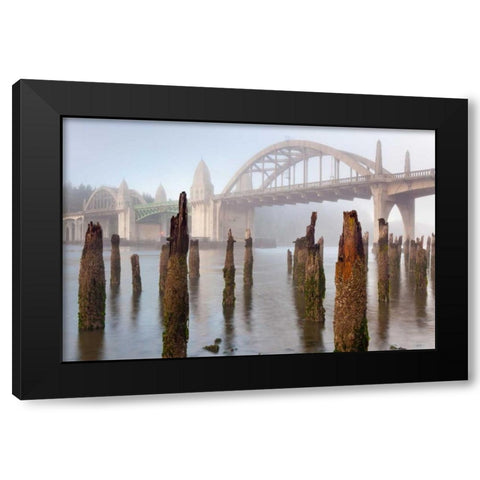 Suslaw River Bridge III Black Modern Wood Framed Art Print with Double Matting by Mahan, Kathy