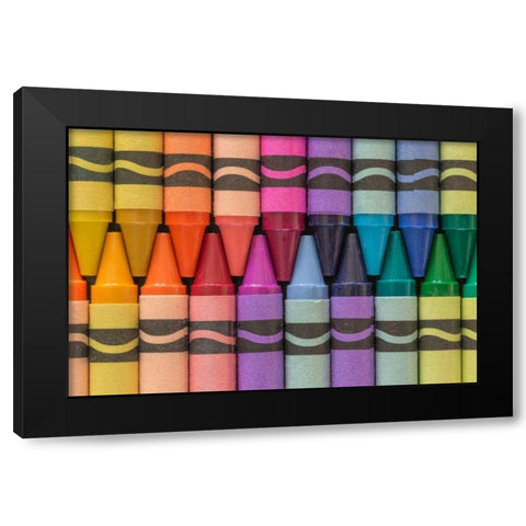 Crayons of a Rainbow I Black Modern Wood Framed Art Print with Double Matting by Mahan, Kathy