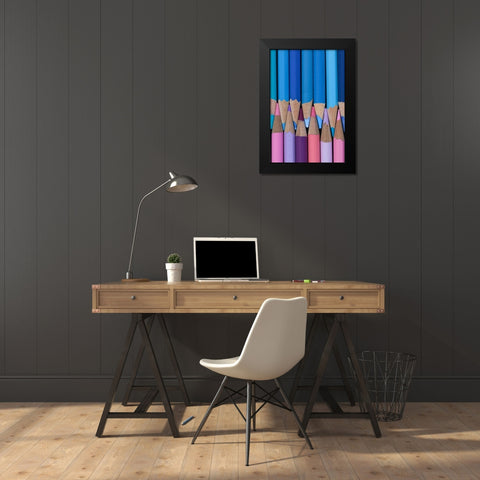Colored Pencils II Black Modern Wood Framed Art Print by Mahan, Kathy