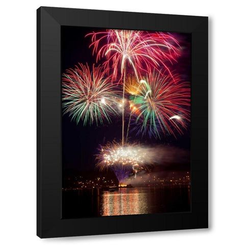 Poulsbo Fireworks II Black Modern Wood Framed Art Print by Mahan, Kathy