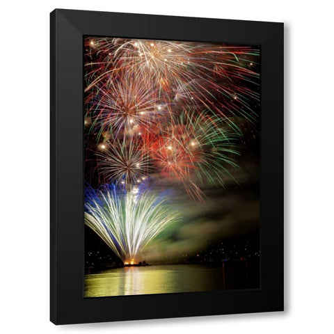 Poulsbo Fireworks III Black Modern Wood Framed Art Print by Mahan, Kathy