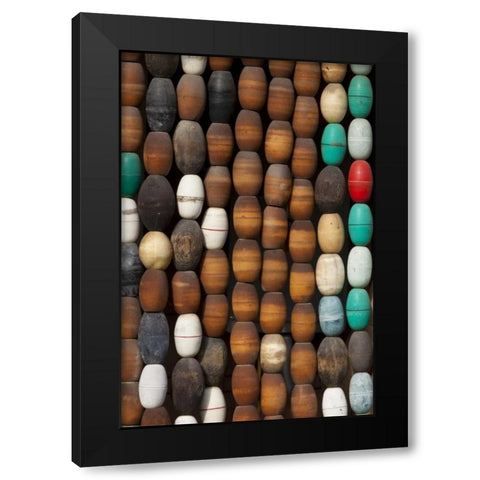 Fishing Floats III Black Modern Wood Framed Art Print with Double Matting by Mahan, Kathy